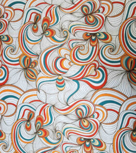 Digital Printed Duchess Satin - Abstract - Orange