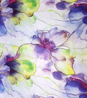 Digital Printed Duchess Satin - Floral- Purple
