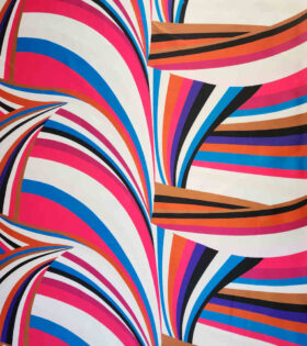 Digital Printed Duchess Satin - Abstract - Cerise Pink