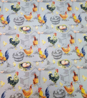 Printed Mini-Matt - Chickens - Light Grey