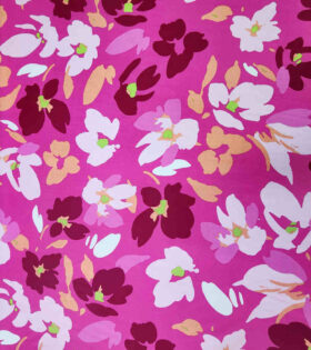 Rayon Challis - Floral - Cerise Pink