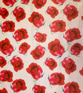 Printed Hi Twist/Mikado Glass Satin - Roses - Cream