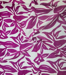 Nylon Rayon - Leaves - Magenta