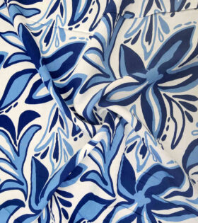 Nylon Rayon - Floral - Royal Blue