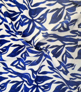 Nylon Rayon - Leaves - Royal Blue