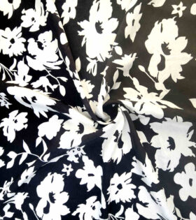 Nylon Rayon - Floral - Black