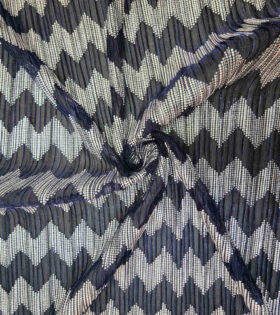 Pleated Foil - Chevron - Navy Blue