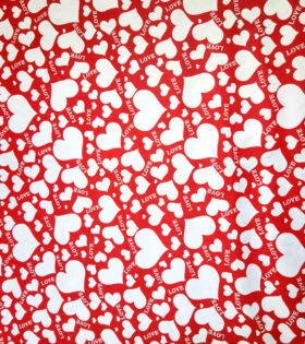Printed Poly Cotton - Hearts - Red
