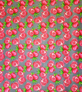 Printed Poly Cotton - Pomegranate - Grey