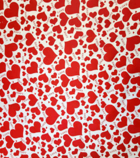 Printed Poly Cotton - Hearts - White
