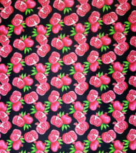 Printed Poly Cotton - Pomegranate - Black
