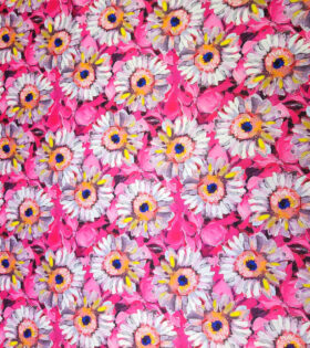 Digital Printed Duchess Satin - Floral - Cerise Pink