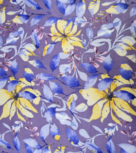 Printed Linen - Floral - Purple