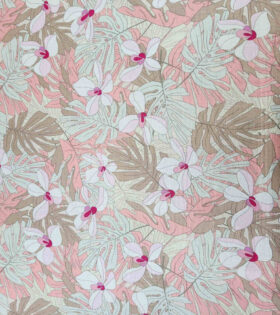 Printed Linen - Floral - Dusty Pink
