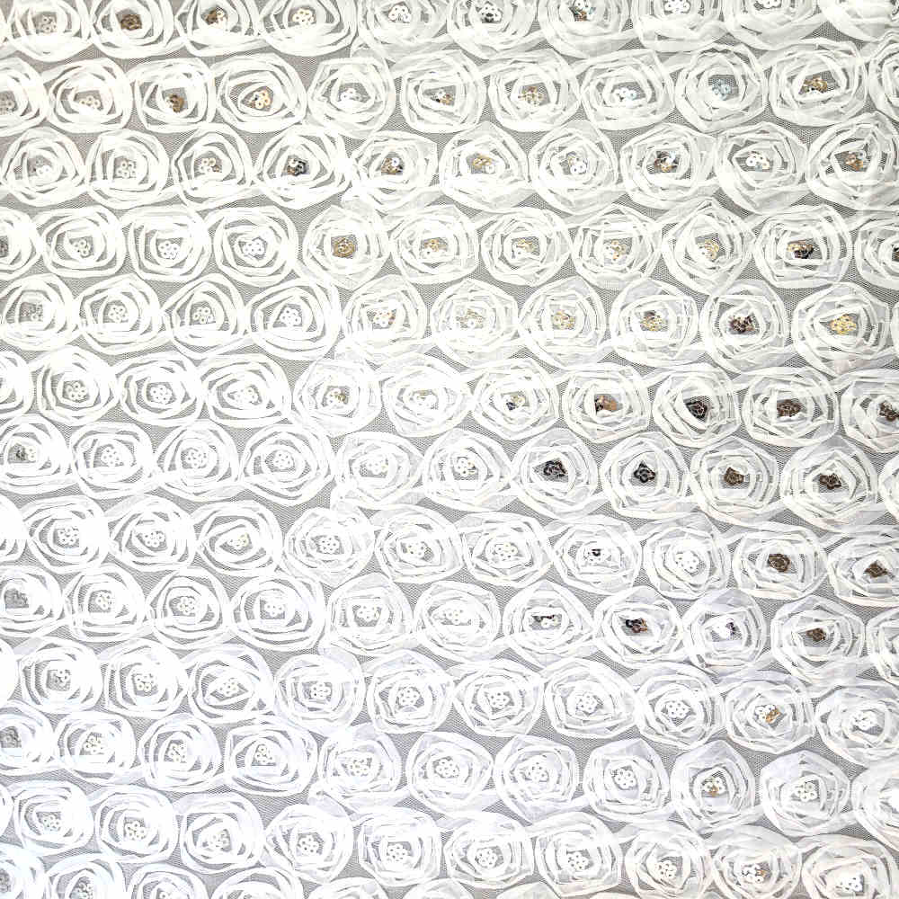 Rose On Mesh White Curtain Dream