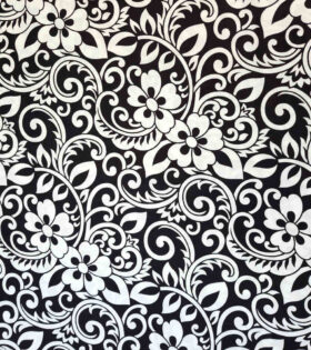 Rayon Challis - Floral - Black