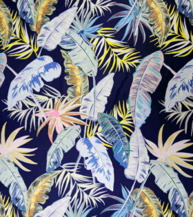 Printed DTY - Leaves - Navy Blue