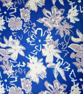 Printed DTY - Floral - Royal Blue