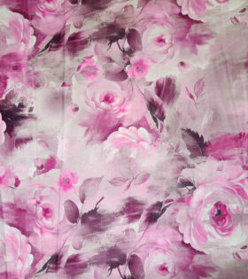 Printed DTY - Roses - Cerise Pink