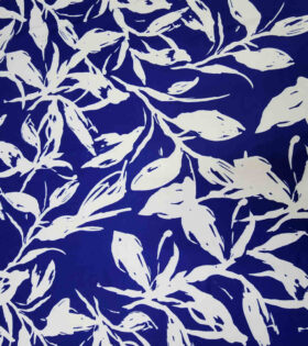 Printed DTY - Leaves - Royal Blue