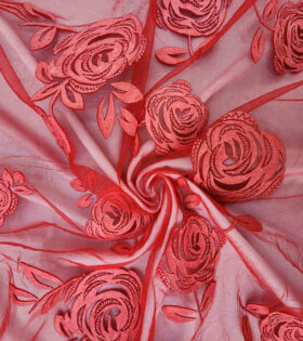 Rose Velvet Tulle - Red