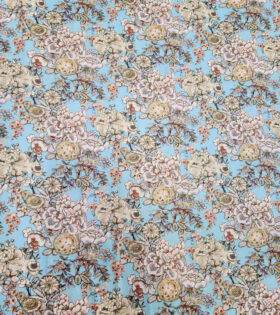 Cotton Cambric - Floral - Aqua