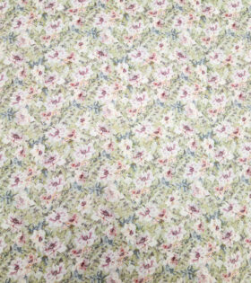 Cotton Shimmer - Floral - Olive