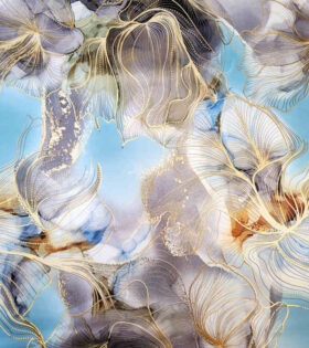 Foil Look Printed Duchess Satin