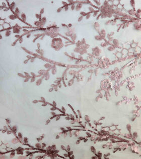Orchid Embroidered Tulle - Dusty Pink