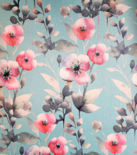 Printed DTY - Floral - Aqua