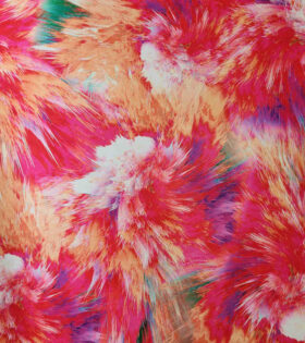 Printed Peach Chiffon - Cerise Pink