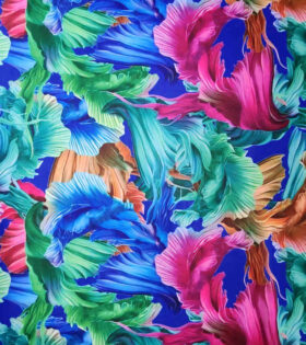 Printed Peach Chiffon - Royal Blue