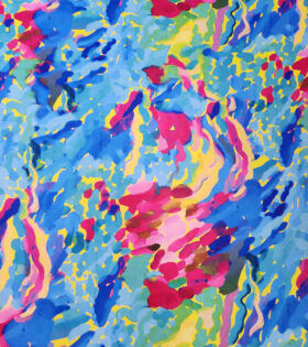 Printed Peach Chiffon - Royal Blue