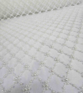 Diamond Pearl Tulle - White
