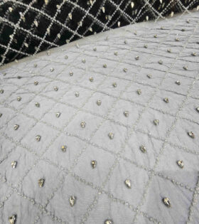Rhinestone Tulle - Silver & Black