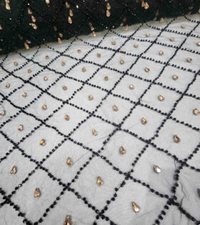 Rhinestone Tulle - Black & Gold