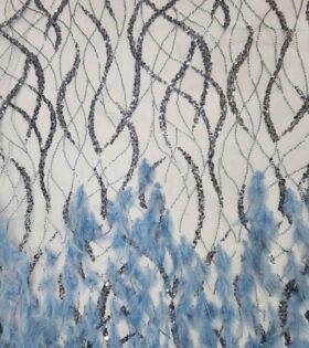 Ramona Feather Evening Tulle - Denim Blue