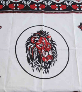 Khanga Cotton - Lion - White