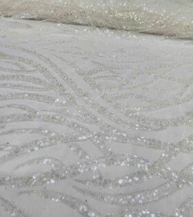 Tia Beaded Tulle - White