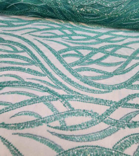 Tia Beaded Tulle - Jade Green