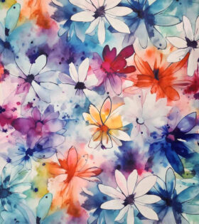 Printed DTY - Floral - Aquamarine