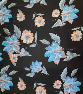 Julia Digital Printed Satin - Black