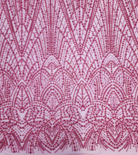 Beaded Romy Evening Tulle - Cerise Pink