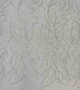 Beads & Sequins Tulle (P4129) - White