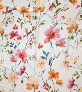 Printed Armani Satin - Floral - Cream