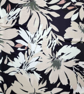 Printed Armani Satin - Floral - Black