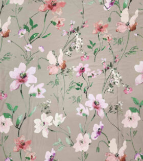 Printed Armani Satin - Floral - Olive