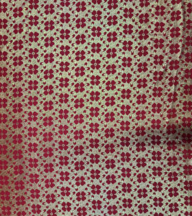 Foil Look Scuba - Floral - Red (D#3)