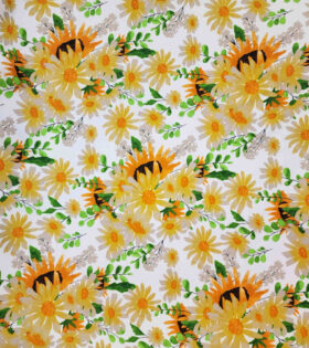 Printed Mini-Matt - Sunflower & Daisy - White