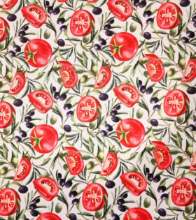 Printed Mini-Matt - Tomato & Olives - Red & White